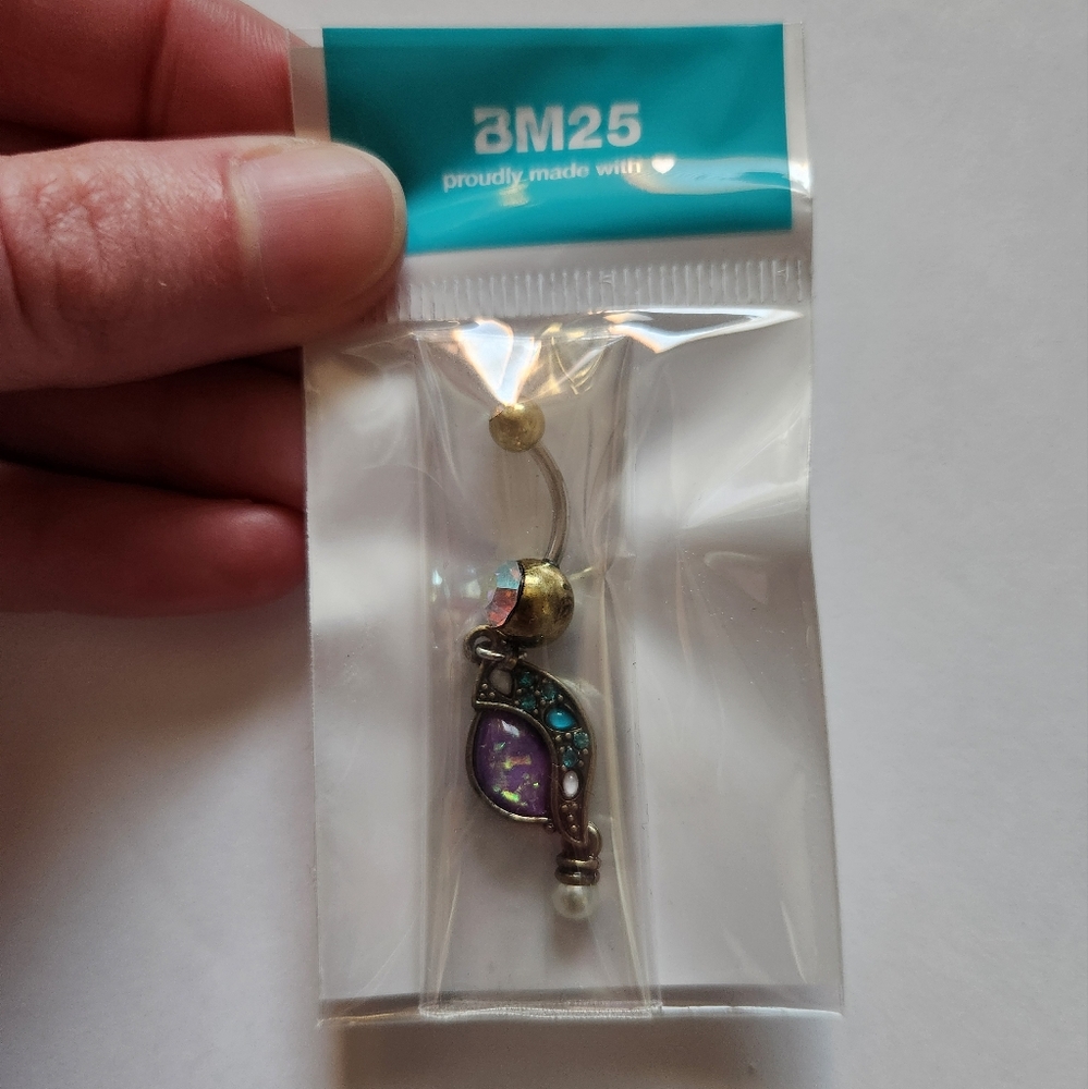 BM25 Vintage Boho Opal Sparkle Journey Bellybutton ring
